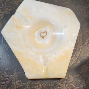 Vintage Hexagonal Onyx Marble Ashtray